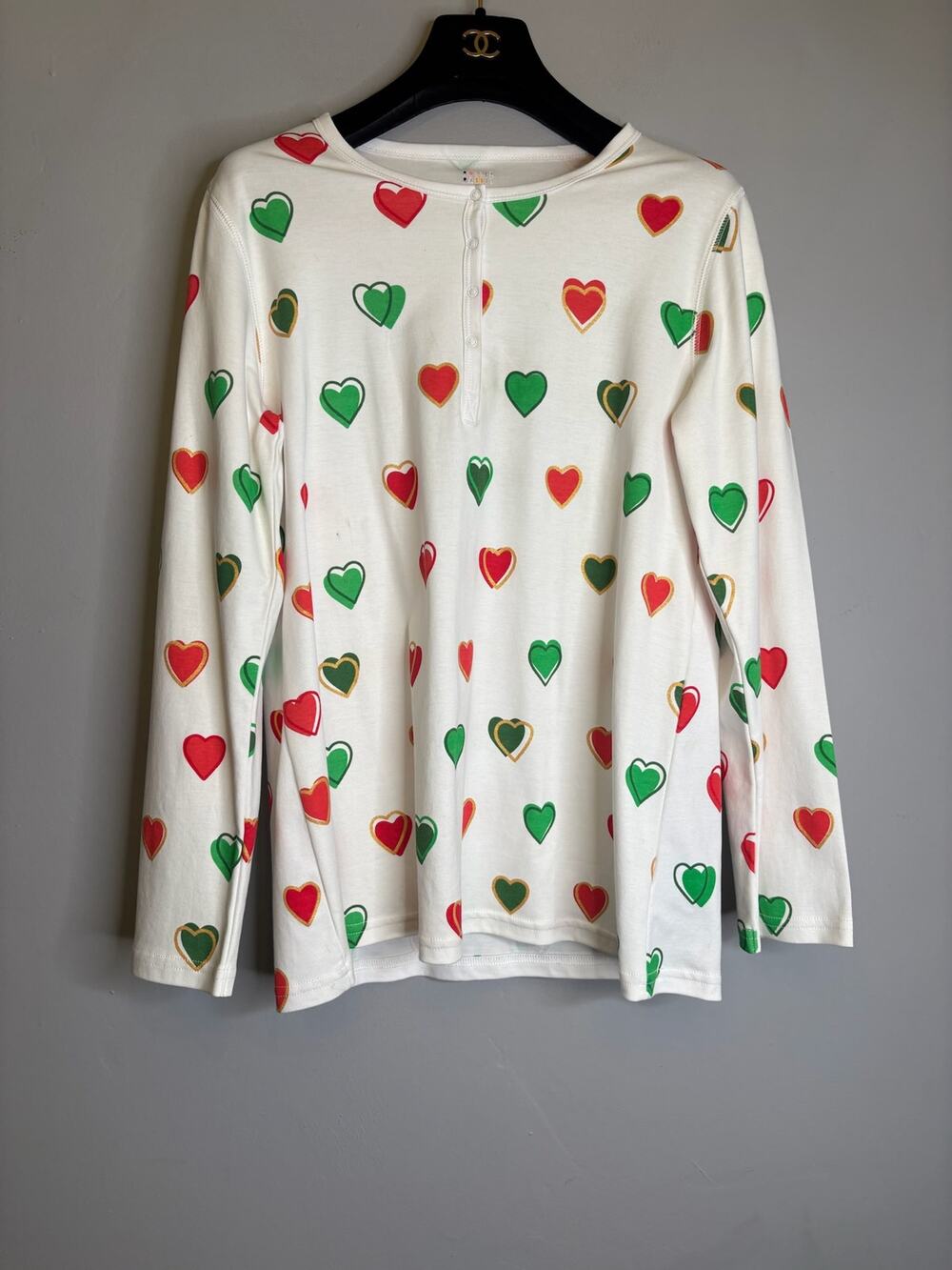 Roller Rabbit Hearts Pima Cotton Long Sleeve Pajama Set Top Pants Size M